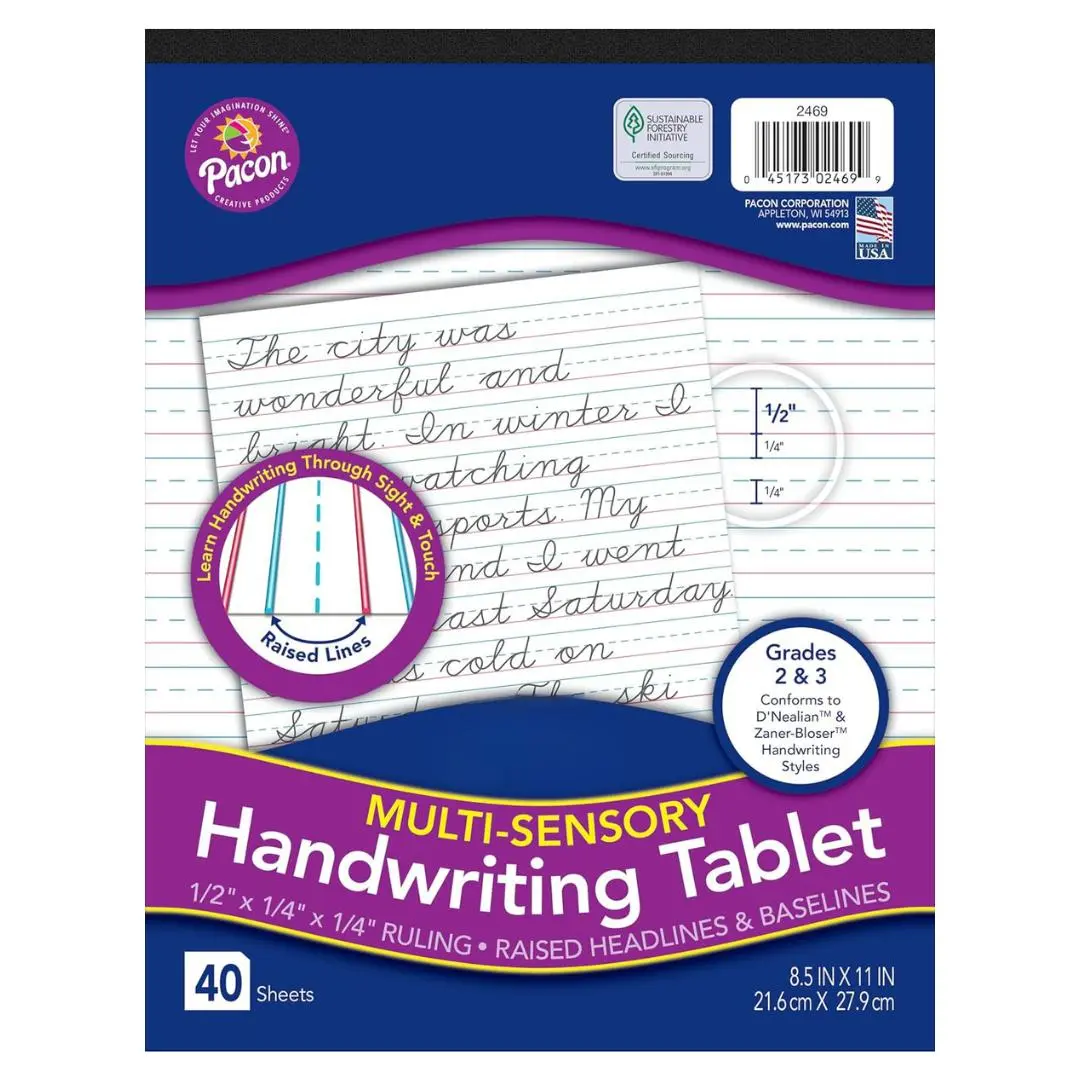 Sensory Ruled Handwriting Tablet, White