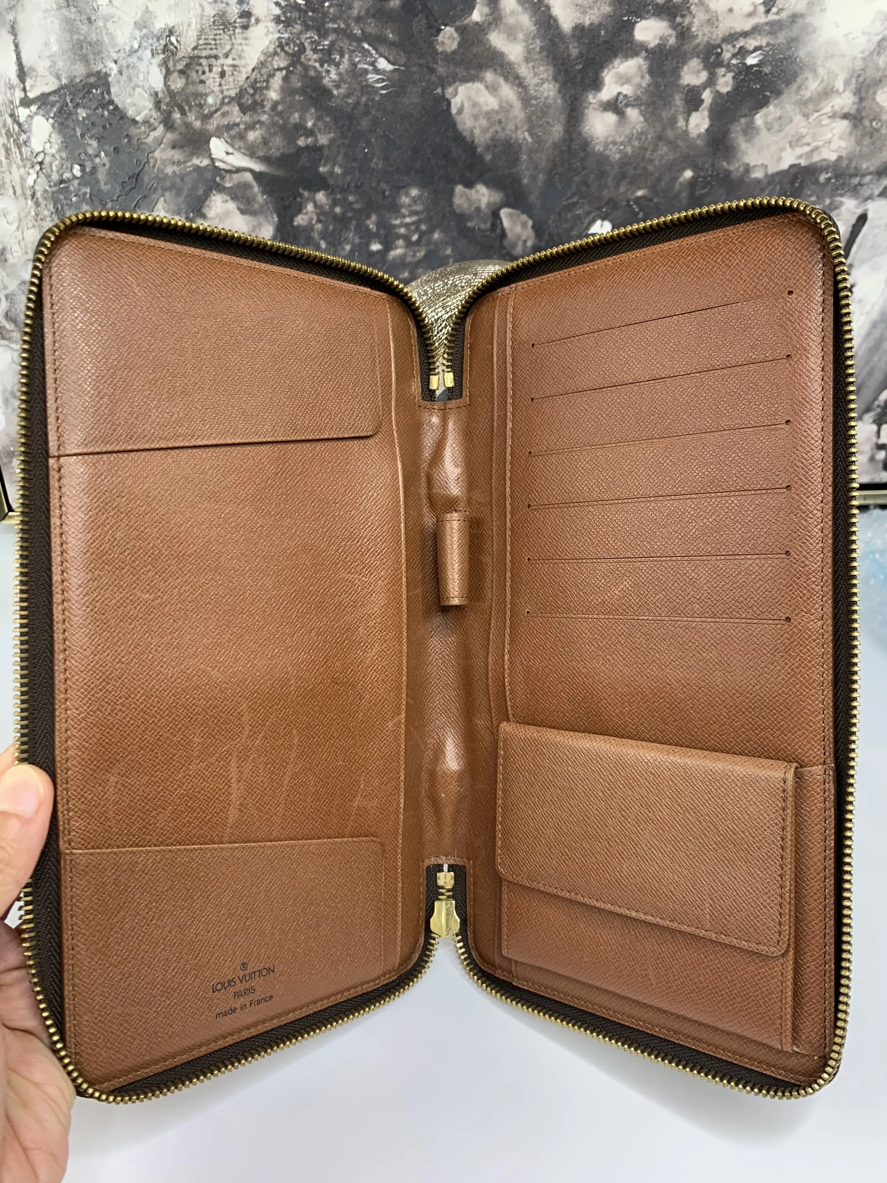 Pre-owned coated canvas and vachetta leather Small Leather Goods Travel Organizer Wallet