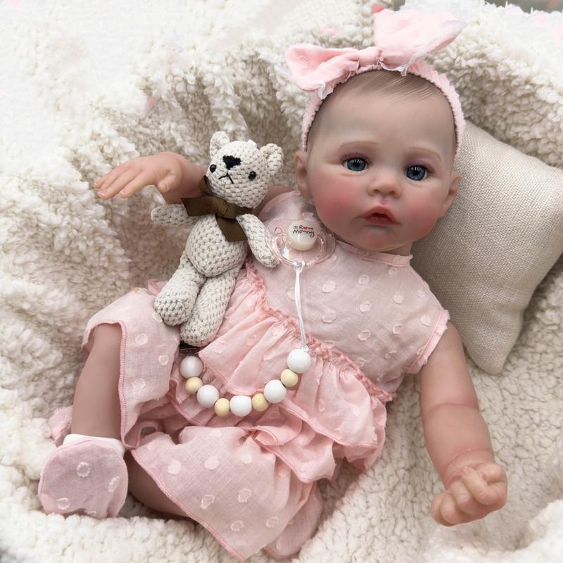 Reborn Baby Dolls Girl 19 inch Cloth Weighted Body Silicone Reborn Toddler Doll Awake Lifelike Dolls That Look Real Child Toys with Outfit doll