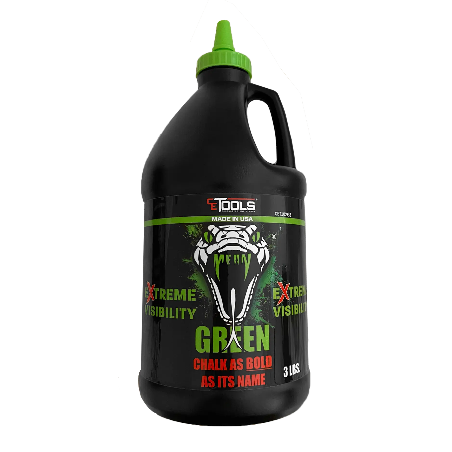 CE TOOLS Mean Green Fluorescent Extreme Visibility Marking Chalk - 3lb, Snaps Fine Line, Hydrates & Clings to String, Green Color, Extreme Visibility