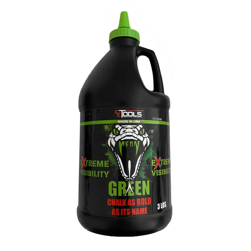 CE TOOLS Mean Green Fluorescent Extreme Visibility Marking Chalk - 3lb, Snaps Fine Line, Hydrates & Clings to String, Green Color, Extreme Visibility