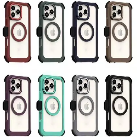 Magsafe Defender Case For Apple iPhone 17 / 17E / 16E / 16 / 15 / 14 / Plus / Pro / Pro Max / Shockproof Heavyduty cover With Belt Clip Phonecase Casing
