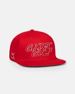 GHOST Golf Snapback Hat – 6-Panel Structured High-Crown Flat Visor, Raised Embroidery, Adjustable Snapback, 100% Cotton