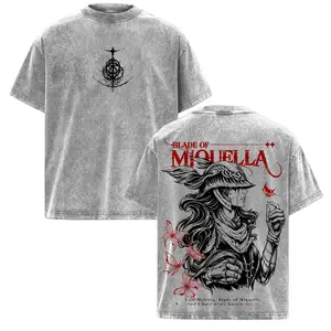 Malenia Blade of Miquella Elden Ring Vintage Washed T-Shirt, Stylish Elden Ring Game Graphic Tee, Unisex Streetwear Apparel, Scarlet Rot Warrior Shirt, Dark Fantasy Gaming Tee for Gamers