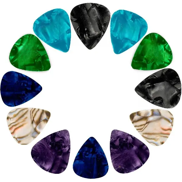 10 sets of 0.71mm Vintage Marbled Celluloid Guitar Picks Standard 351 Shape Multi Color Guitar Plectrum Sampler Set Light Gauge Picks For Guitar Players