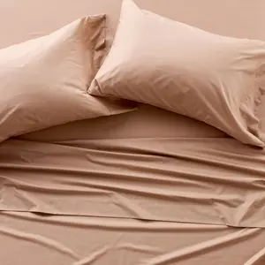 King 400 Thread Count Percale Sheet Set Light Adobe Clay - Casaluna