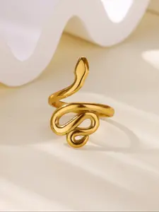 Women's Stainless Steel Snake Open Adjustable Ring, Vintage Fashion Pinky Finger Ring, Unique Personalized Jewelry Gift for Her, Unique Rings