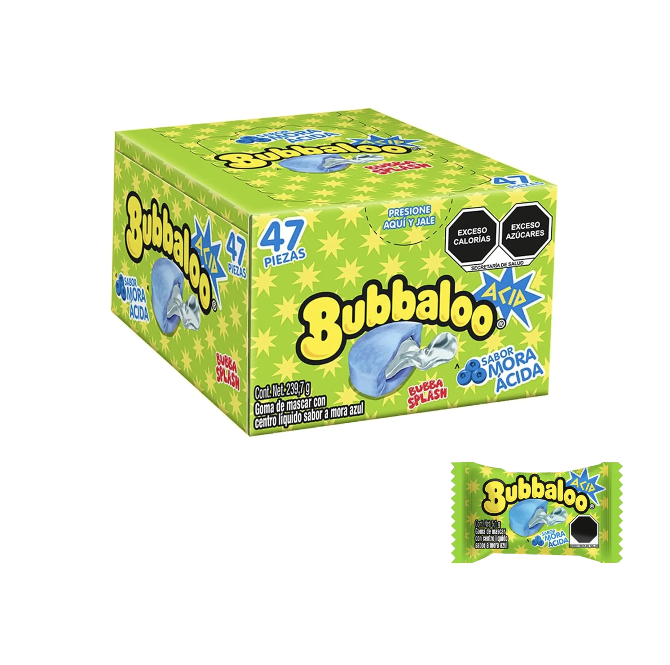Bubbaloo Sour Blackberry Mora Acida Flavor Liquid Filled Bubble Gum 47 Pieces Bubbaloo Sour Blackberry Mora Acida Flavor Liquid Filled Bubble Gum 47 Pieces