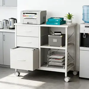 Mobile File Cabinet & Printer Stand - 3-Tier Rolling Storage with Drawers, 110lb Capacity for Home Office Organization