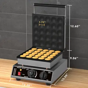 Mini Dutch Pancake Maker, 25PCS Dorayaki Baker Machine, 1750w Commercial Electric Poffertjes Grill with Lid
