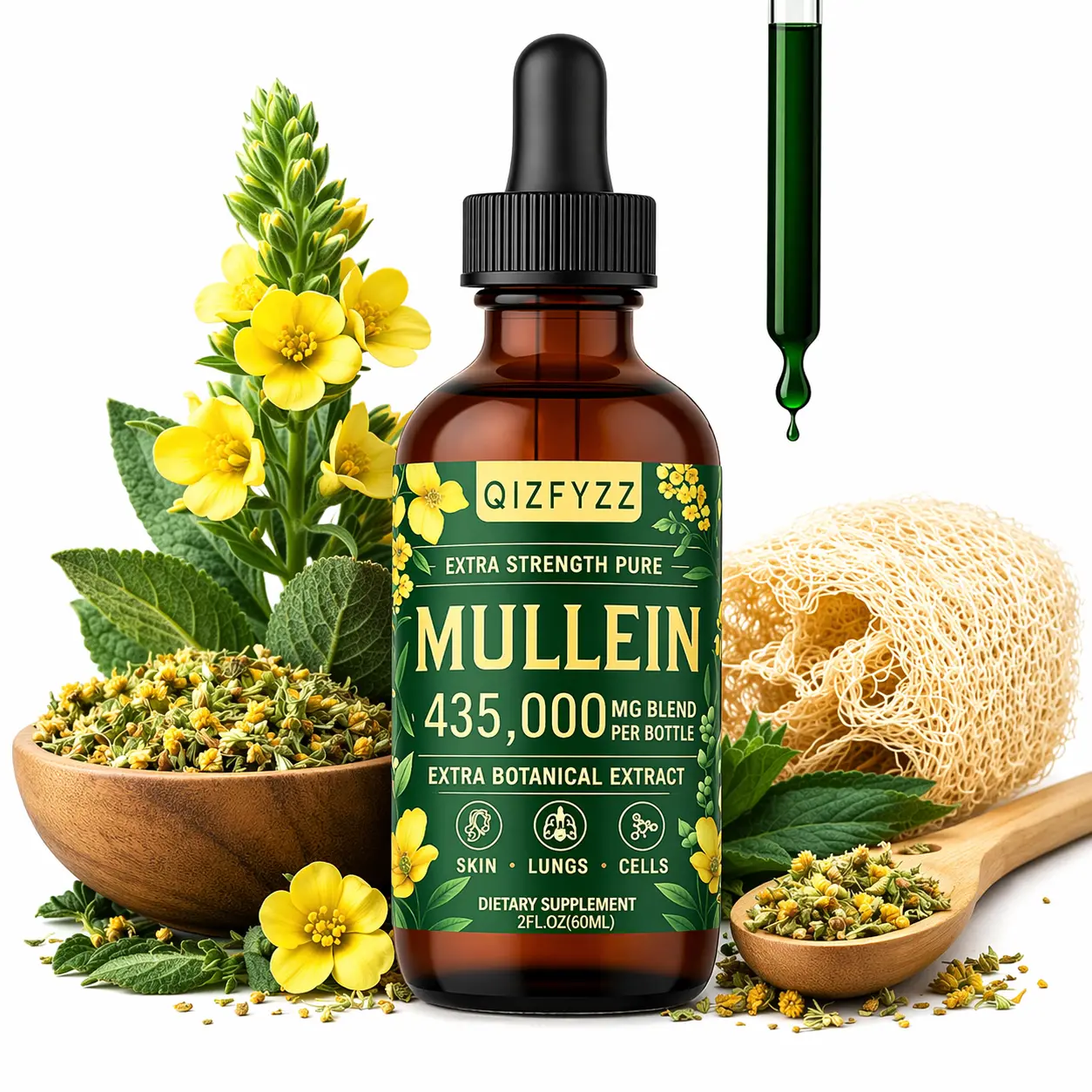 Mullein Leaf Drops | Lung Cleanse & Respiratory Support with Mullein Leaf & Marshmallow Root | 2 fl oz
