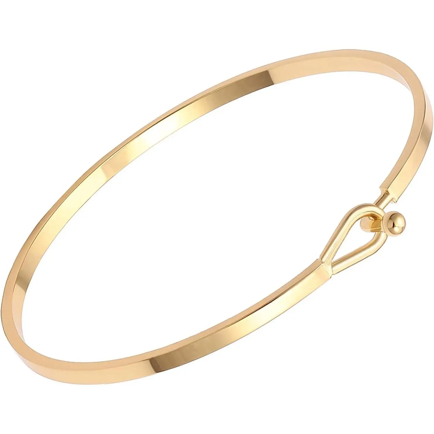 Dainty Gold Bar Bracelet for Women Simple Delicate Thin Cuff Bangle Hook Bracelet 18K Gold Plated Handmade Minimalist Jewelry