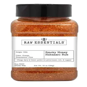 Raw Essentials Smoky Honey Habanero Rub – Sweet Heat BBQ Blend with Smoked Paprika & Honey – Perfect for Chicken, Pork, Beef, Vegetables & Tofu – Non GMO, Gluten Free – 10 oz