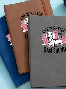 Dachshund pattern notebook with heart collar is suitable for meeting minutes, school and office use.