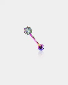 D20 Dice Internally Threaded Tongue Barbell
