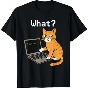 100% pure cotton printed street style T-shirt with computer science emoticons, fun cat T-shirt for men and women