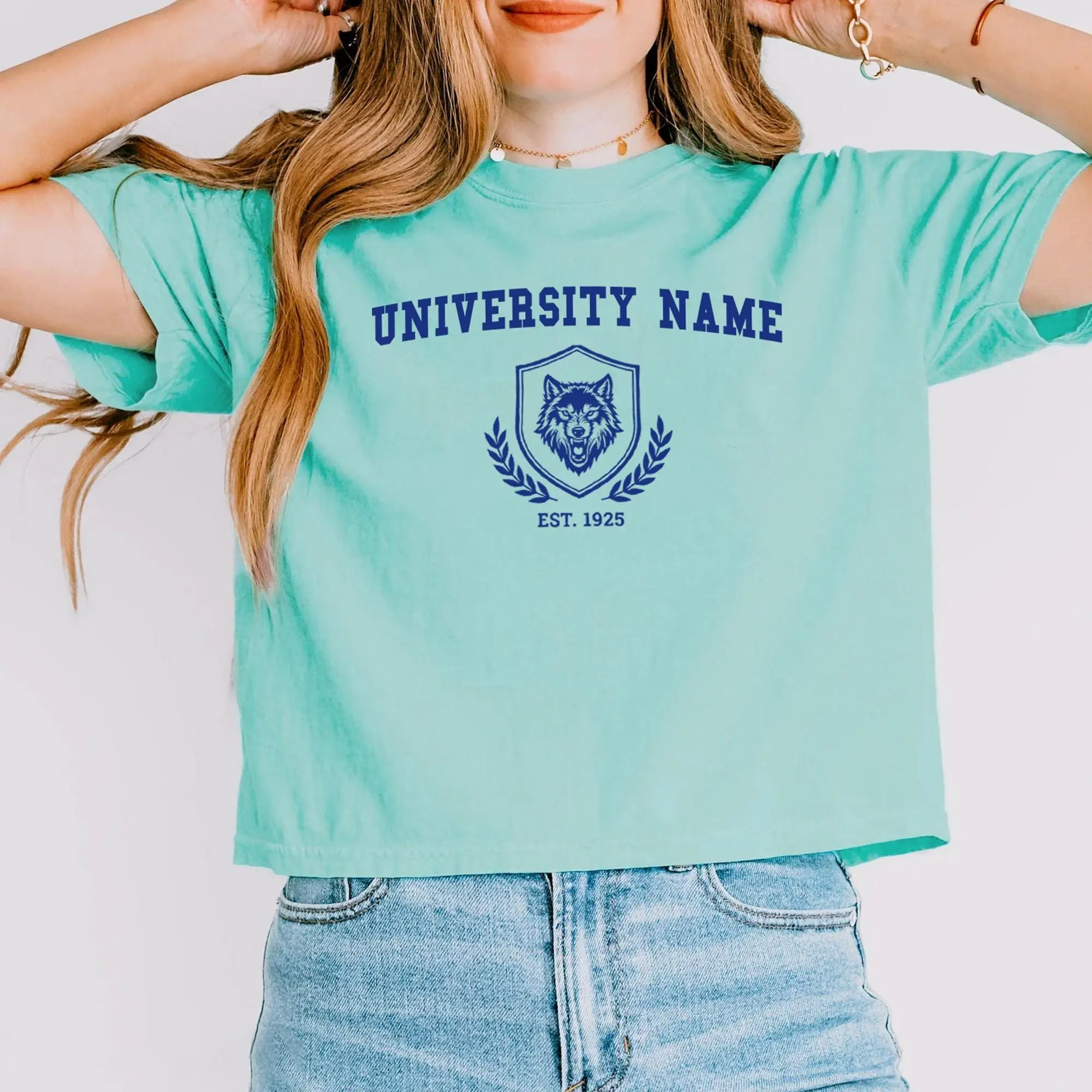 Custom College Logo Comfort Colors Boxy Tee Personalized University Crop Top Game Day Tank Top Commitment Day Y2k Sorority Merch