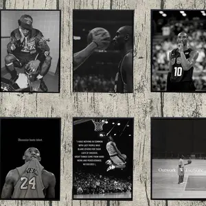 Kobe Bryant Lock In Motivational Wall Art, Black & White Basketball Poster, Sports Art