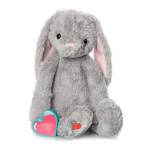 Gray Bunny - Keepsake Kit with Recordable Heart - Soft 15 Inch Plush Toy for Expecting Mothers, Plays Baby's Heartbeat with Each Hug