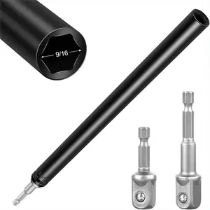 9/16"(14mm) Power Nut Driver Nut Runner Hollow Socket with 1/4" Hex Shank,Fit Long Bolts and Ductwork Power Nut Driver for Overhead Fastening Applications Operations (10 Inch)