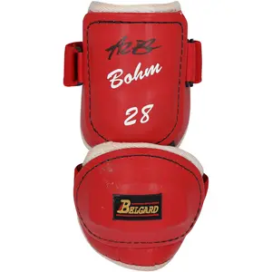 Alec Bohm Philadelphia Phillies Autographed Game-Used Red Belgard Elbow Guard from the 2025 MLB Season - NF70450452 - Fanatics Authentic Certified