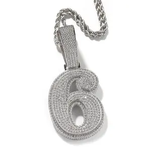 Pendant Number Chain NecklacePendant chain number Zirconia iced out jewelry forDlY Hip Hop Jewelry