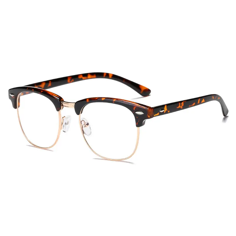 Unisex Trending Glasses - Elegant Black Full-Rim Wire Frames, Non-Prescription Leopard Print Lenses, Durable Hinged Mechanism, Hand-Washable Accessory-Compatible Frames for Weddings, Business Events