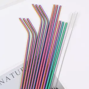 Stainless Steel Straw Set, 12pcs Reusable Metal Straw, Drinkware Accessories for Home Kitchen Daily and Party, Home Bar Accessories