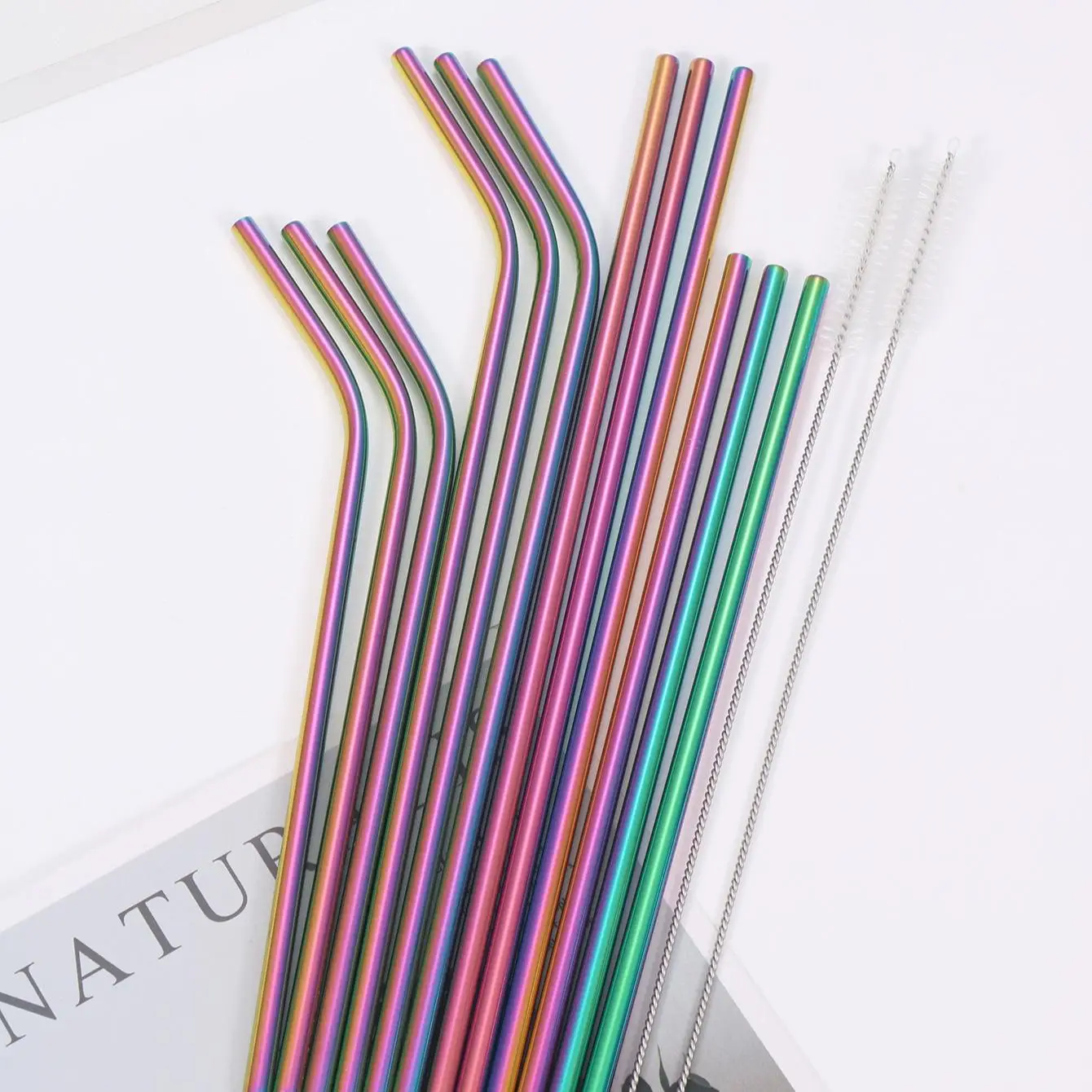 Stainless Steel Straw Set, 12pcs Reusable Metal Straw, Drinkware Accessories for Home Kitchen Daily and Party