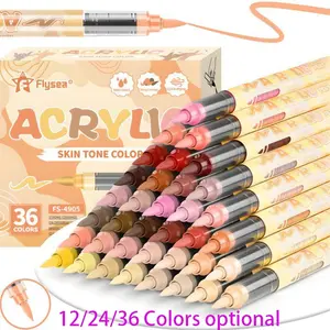 Skin Tones Art Markers, 12 Color Soft Brush Tip Acrylic Drawing Markers, Acrylic Paint Pens, Art Marker Set, Drawing Art Supplies, Quick-Drying Waterproof for Illustration, Sketching, Wood, Glass, Fabric, Rocks