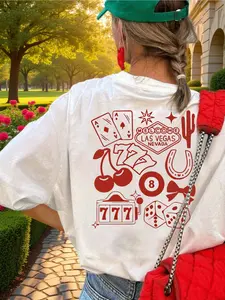 Las Vegas Casino Graphic Back Print T-Shirt - Retro Y2K Casual Tee
