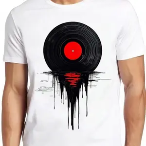 Unisex Casual DJ Music Tee, Melting Vinyl Dripping Cool Record Design, Gift T-Shirt for Music Fans