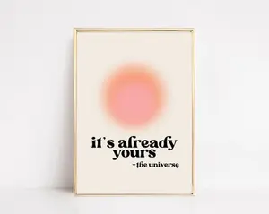 manifestation art print | retro print | affirmation wall art | manifest poster | trendy decor | gradient| Framless Poster