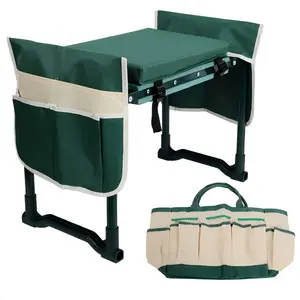 Garden Kneeler Seat with Tool Bag, Foldable EVA Foam Bench, Wide Comfortable Seat, Large Storage Pouches, Heavy Duty Outdoor Gardening Stool, Easy to Use