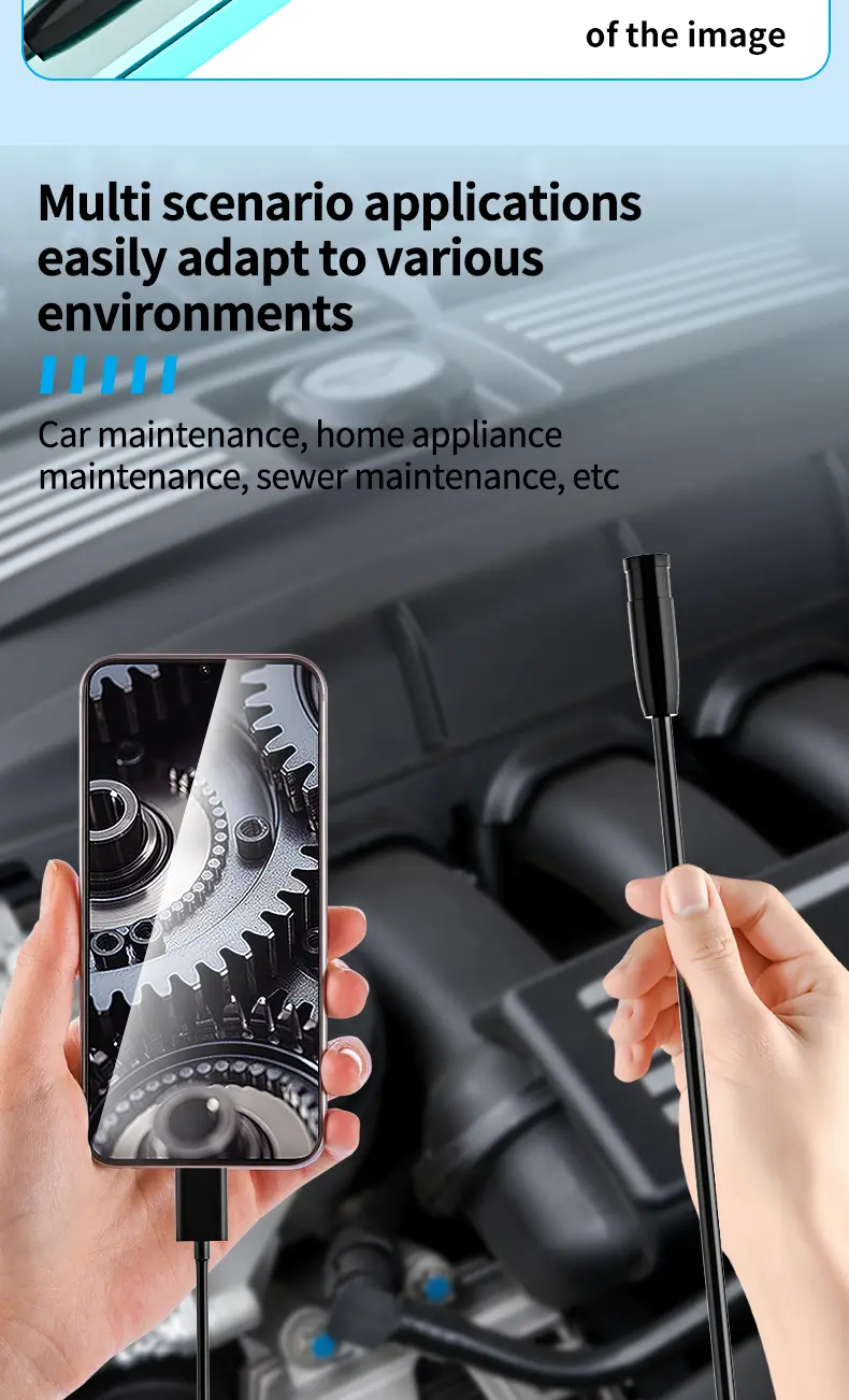1920P HD Automotive Diagnostic Endoscope Borescope Inspection Camera, 400 Resolution, 8 Adjustable LED Lights, 11.48ft Semi-Rigid Snake Cable, IP67 Waterproof, Plug & Play for iPhone Android (Car Inspecting, Home Repair)