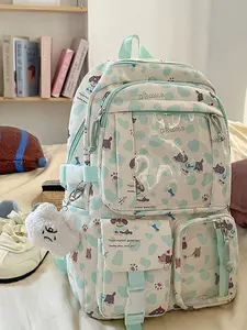 New Large Capacity Cute Backpack, Lightweight Travel Commuter Bag with Pendant, Unisex Casual Style for All Seasons