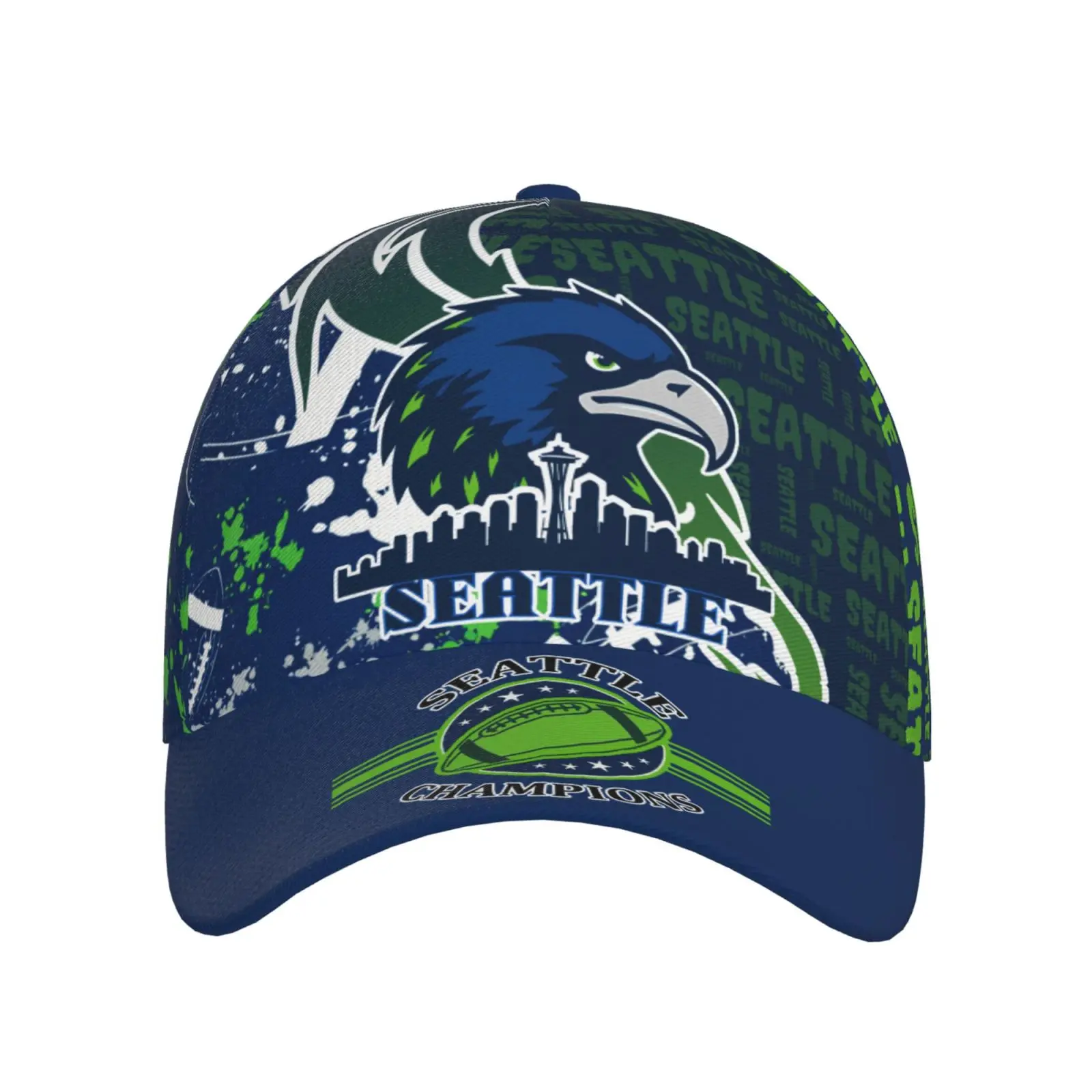 Graphic Twill Fabric Baseball Cap for Daily Wear, Unisex Adjustable Hat with Back Buckle and All Seasons UV Protection, Game Day