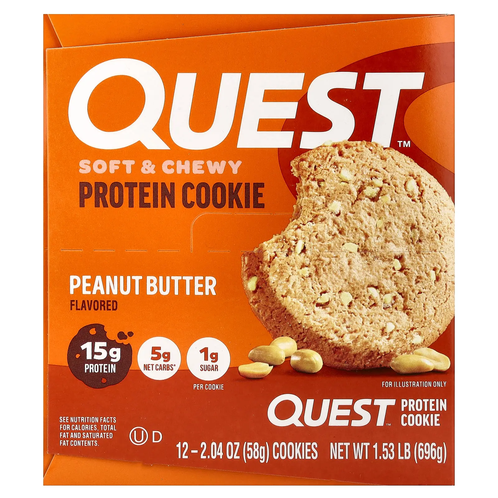 Quest Nutrition Protein Cookie, Peanut Butter, 12 Cookies, 2.04 oz (58 g) Each Quest Nutrition Protein Cookie, Peanut Butter, 12 Cookies, 2.04 oz (58 g) Each