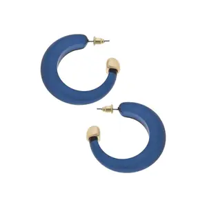 Brady Chunky Resin Hoop Earrings in Navy