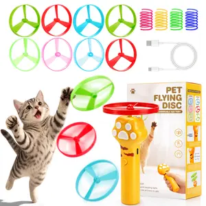 BABORUI Cat Toy Disc Launcher, Rechargeable Interactive Cat Fetch Toy Launcher with 8 Flying Discs, Flying Enrichment Toys for Indoor Bored Kittens & Adult Cats