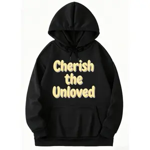 Cherish the Unloved Retro Bubble Text Hoodie – Perfect for Kind-Hearted Souls and Empathy Fans