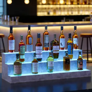 37” Smart LED Bottle Display Shelf - App & Remote Controlled 3-Step DIY Shelf, Lighted Bar Decor for Home & Parties