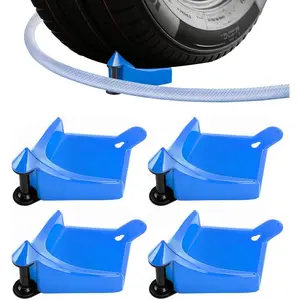 4 count  Hose Guide, Tire Hose Roller for  Washing, Detailing Tire Hose Guide Preventing  Washer Hose Stuck Under The Wheels, Plastic Wash Tool to Avoid Snagging(Blue)