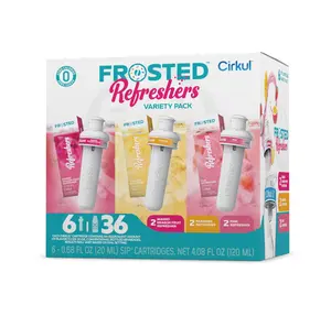 Frosted Refreshers Caffeine Flavor Water Variety Pack, Makes 36 Drinks, No Sugar, Zero Calorie Drink Mix, (2 Pink, 2 Mango Dragon Fruit, 2 Paradise)