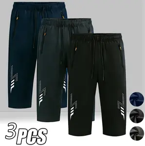 Comfortable and breathable sports shorts, stylish design, perfect for workouts and daily wear, quick-drying with zipper pockets for easy movement! elastic drawstring waistband Casual Men's
