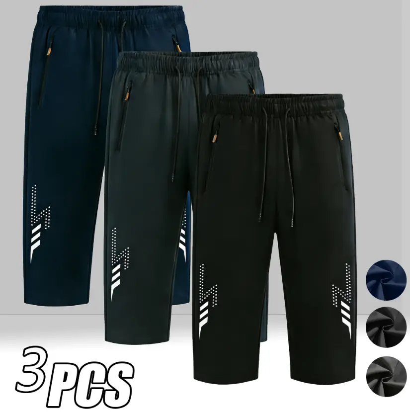Comfortable and breathable sports shorts, stylish design, perfect for workouts and daily wear, quick-drying with zipper pockets for easy movement! elastic drawstring waistband Casual Men's