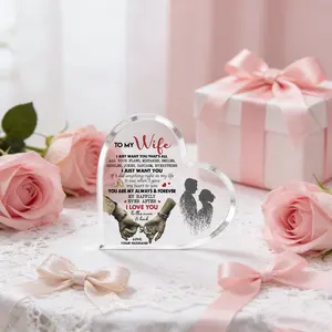 To My Wife Acrylic Heart Plaque Gift From Husband Romantic Love Keepsake Desk Decor Sign For Anniversary Birthday Valentine’s Day