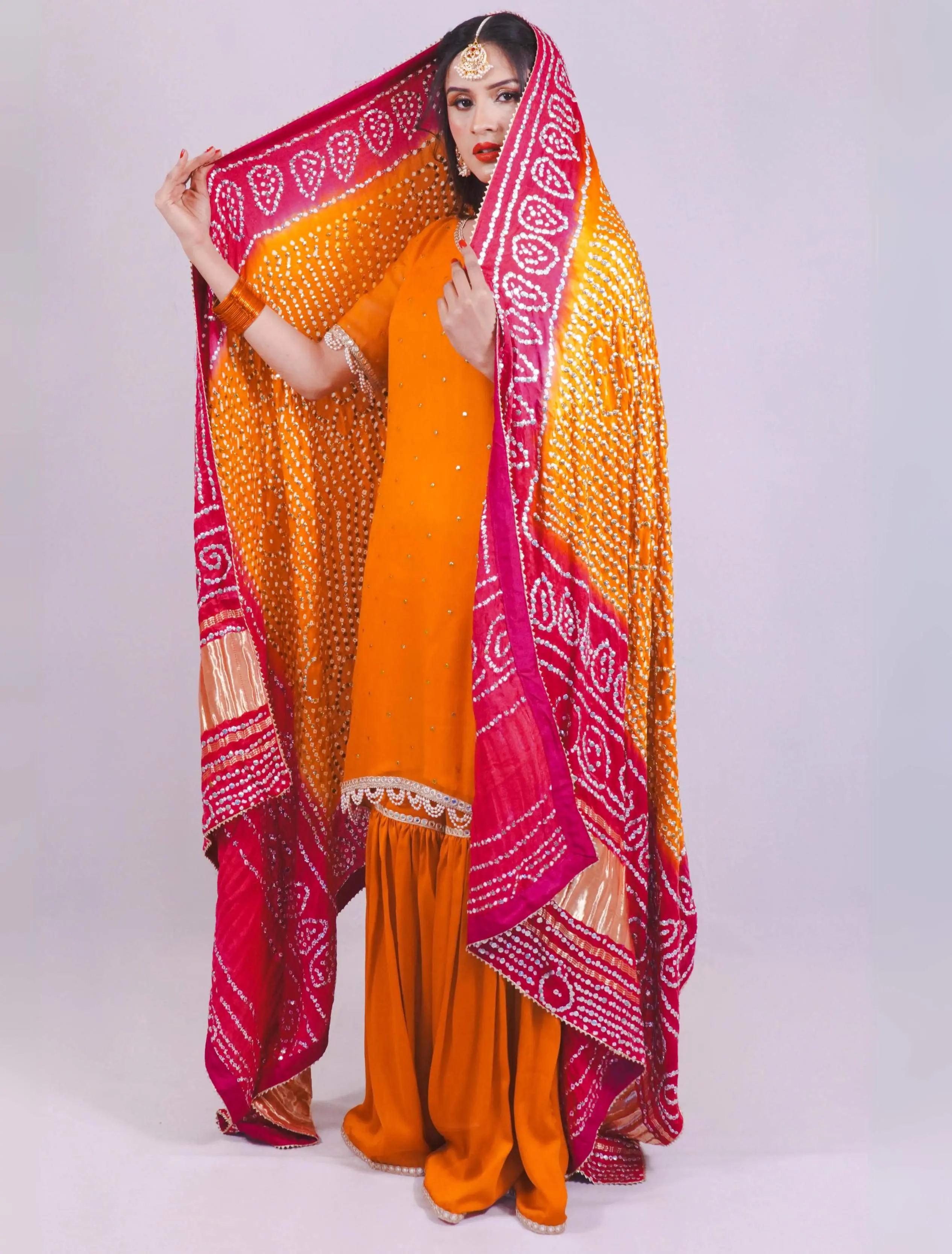 Orange Flame Fusion Gharara Orange Flame Fusion Gharara