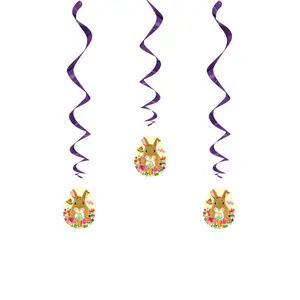 Floral Easter Bunny Hanging Swirl Decorations 26 3ct