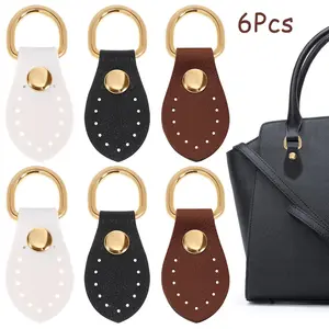 6Pcs Bag Side Clip Buckle PU Leather D Rings DIY Purse Strap Mount Hook Handbag Shoulder Belt Hardware Purse Making Supplies Bag Accessories